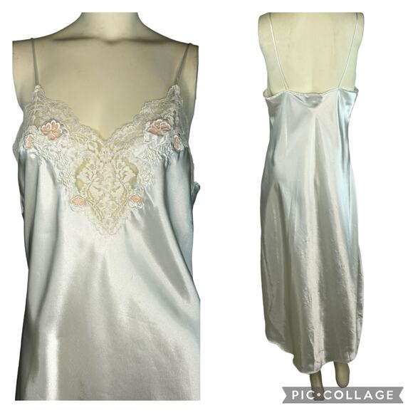 Vintage Val Mode Cream & pink lace Lingerie slip nightgown size medium - Picture 1 of 16